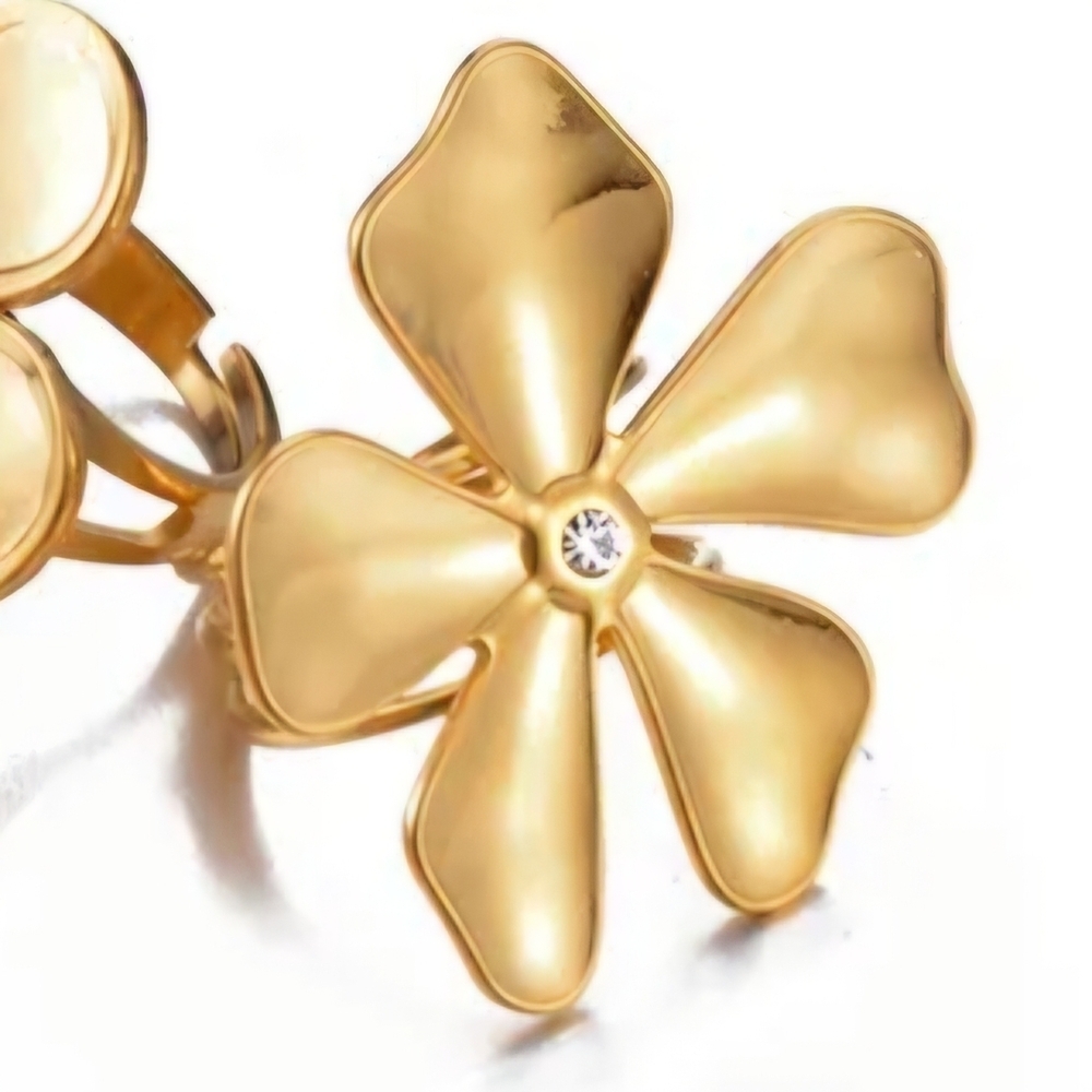 Flower Ring Statement Ring Golden Blossom Adjustable - Picture 9 of 14
